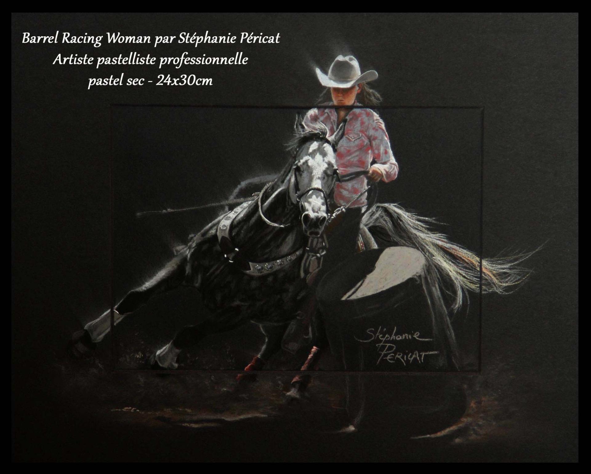 Barrel Racing Gray Woman - 24x30cm