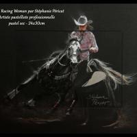 Barrel Racing Gray Woman - 24x30cm